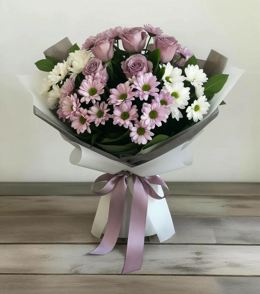 Букет цветов из: Хризантемы и Розы в Дондуковском