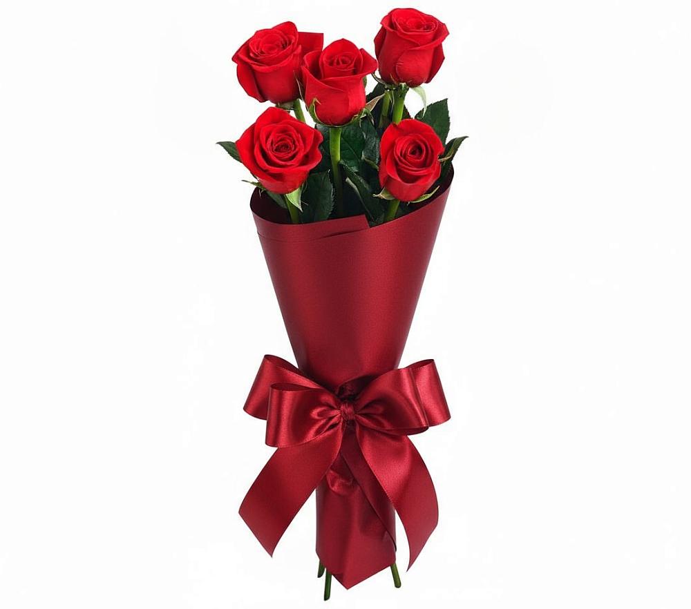 Букет 5 Красных роз Эдлесс Лав в Дондуковском