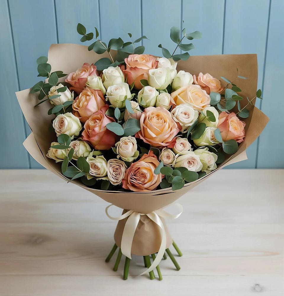 Букет цветов из: Альстромерии и Розы в Дондуковском