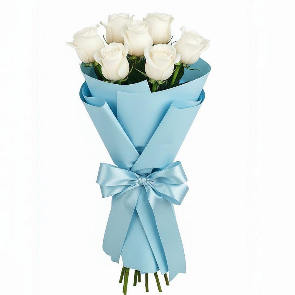 Букет 7 белых роз Проуд в Дондуковском