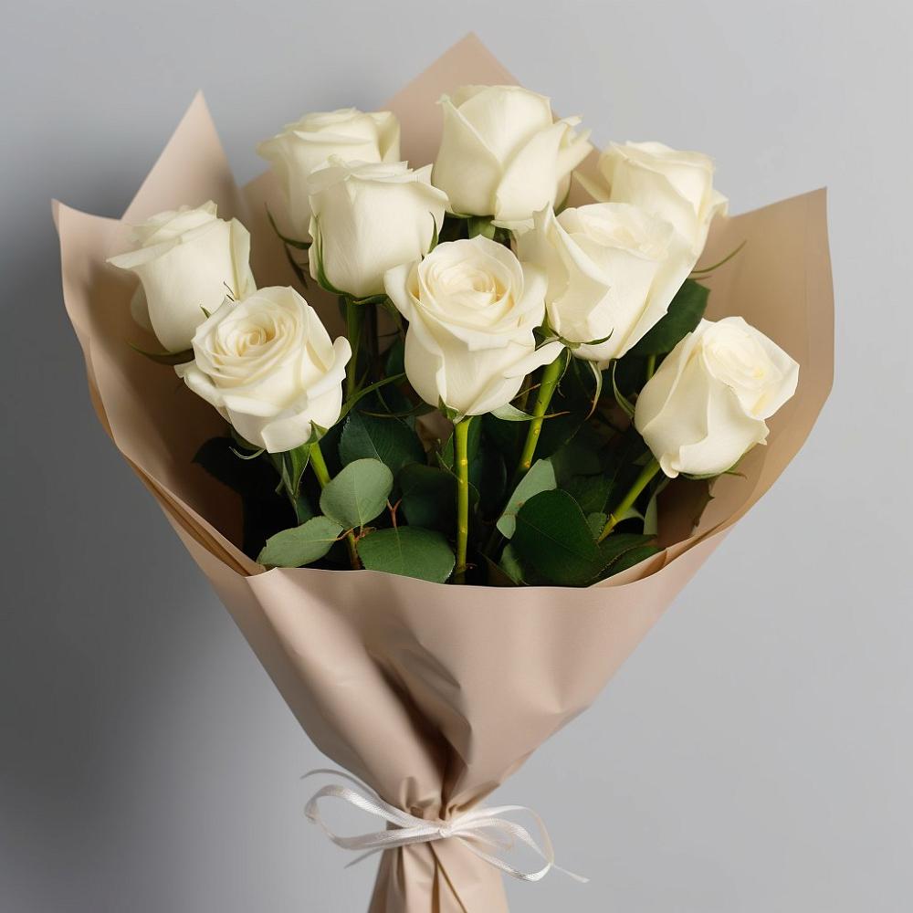 Букет 9 Белых роз Эдлесс Лав в Дондуковском