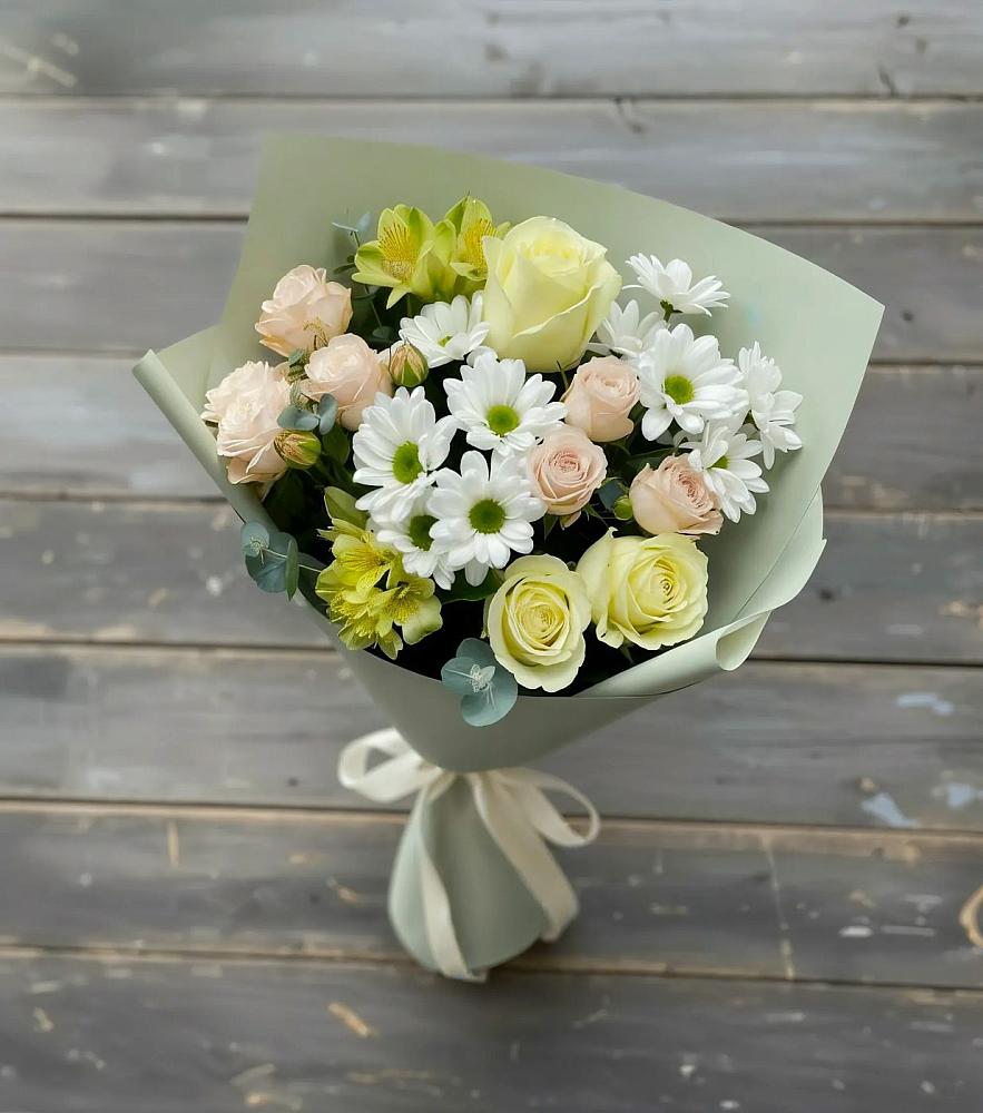 Букет цветов из: Альстромерии, Розы и Хризантемы в Дондуковском