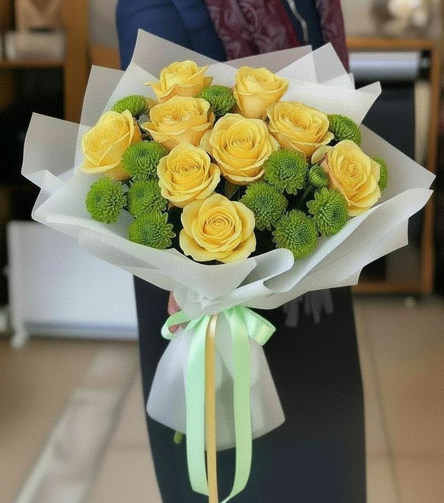 Букет цветов из: Хризантемы и Розы в Дондуковском