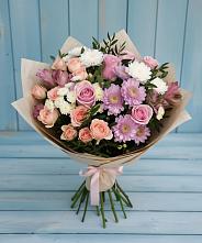 Букет цветов из:  Хризантемы, Розы и Альстромерии в Дондуковском