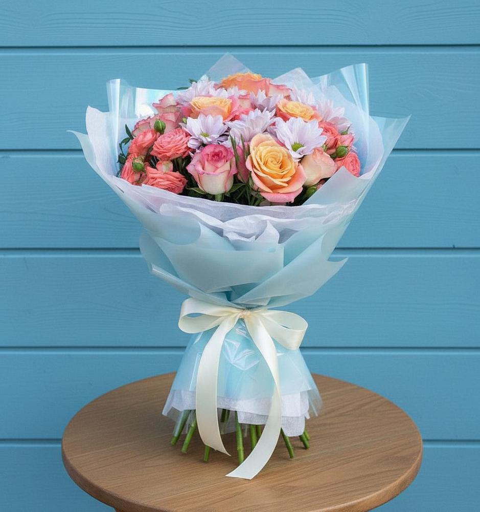 Букет цветов из: Хризантемы и Розы в Дондуковском