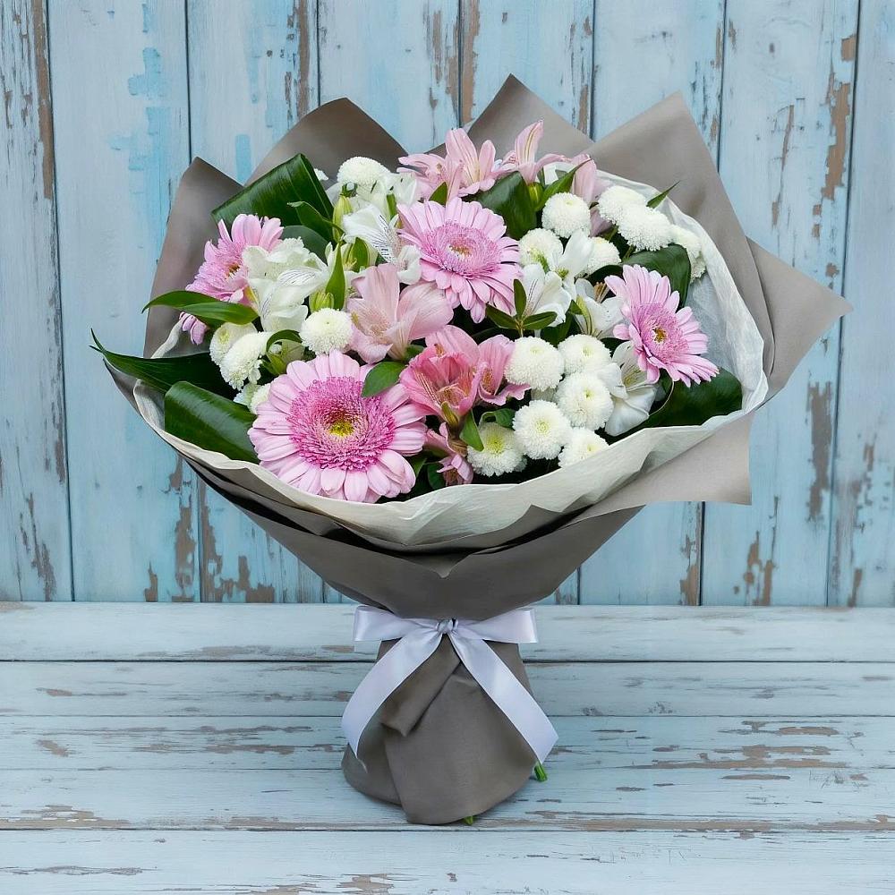 Букет цветов из: Герберы, Альстромерии и Хризантемы в Дондуковском