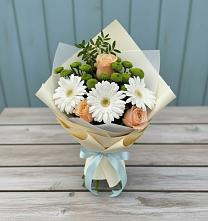Букет цветов из:  Герберы, Розы и Хризантемы #REPLACE_PRED# Дондуковском