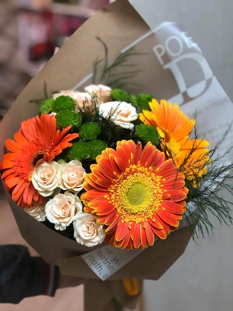 Букет цветов из: Герберы, Хризантемы и Розы в Дондуковском