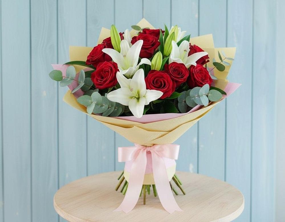 Букет цветов из: Лилии и Розы в Дондуковском